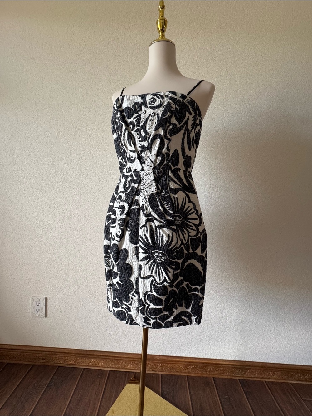 Tracy Reese Black and White Floral Strapless Mini Dress